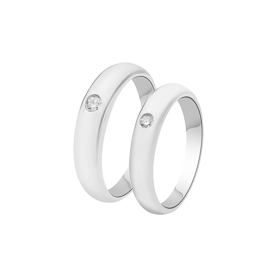 18K/750 White Gold Slim Dome Diamond Ring
