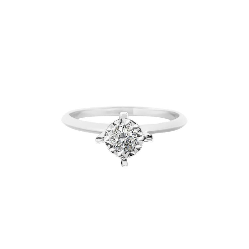 18K/750 White Gold Everyday Wear Solitaire Diamond Ring