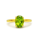 14K (585) Yellow Gold Ladies/ Women Oval Shaped Peridot Ring