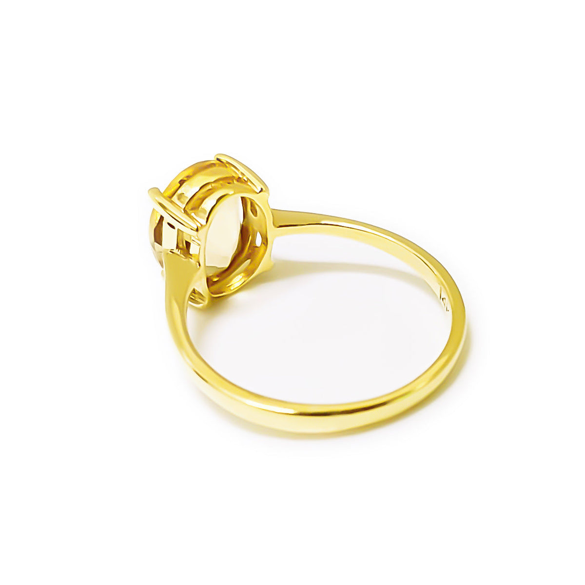 14K (585) Yellow Gold Ladies/ Women Oval Shaped Yellow Topaz Ring