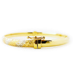 18K (750) Yellow Gold Unisex Two Tone Oval Shaped X Hinged Bangle