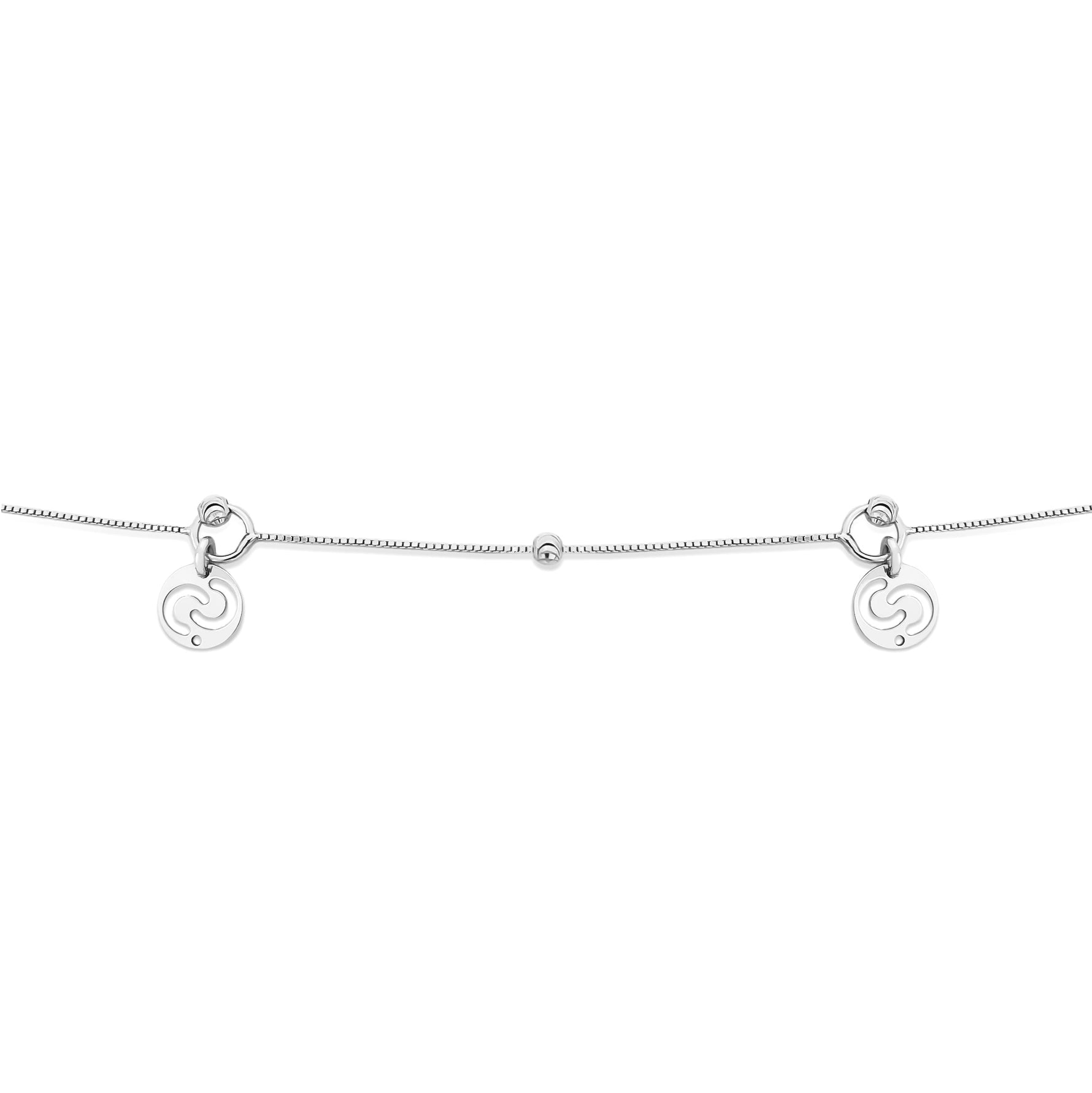 18K (750) White Gold Ladies/ Women Double C Charm Anklet