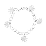 18K (750) White Gold Women/ Ladies Eight Petals Flower Charm Bracelet