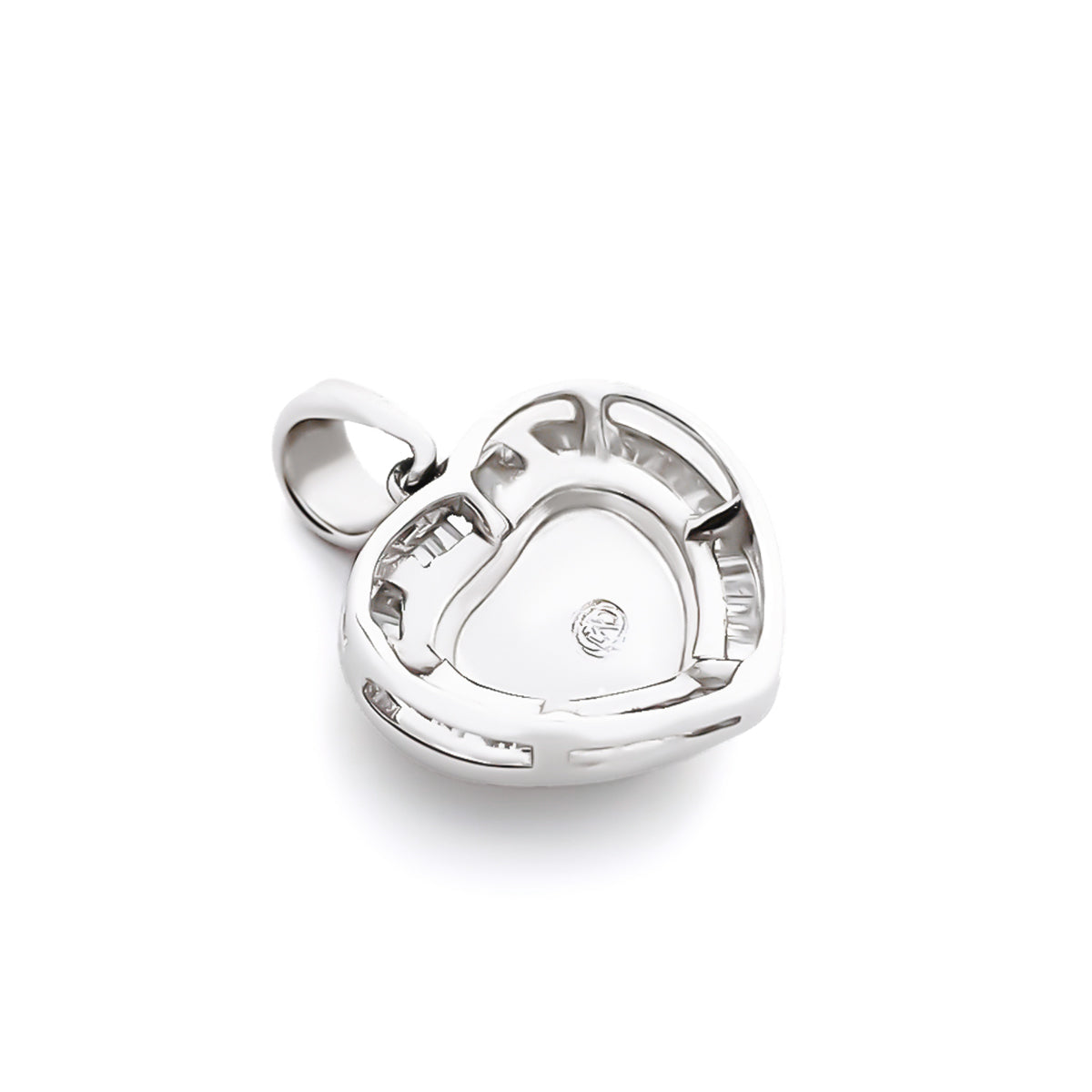 18K (750) White Gold Ladies/ Women Heart Shaped Imperial Jade and Diamond Pendant