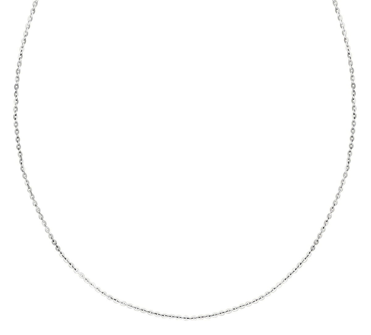 18K (750) White Gold Ladies/ Women/ Kids Flat Cable Necklace