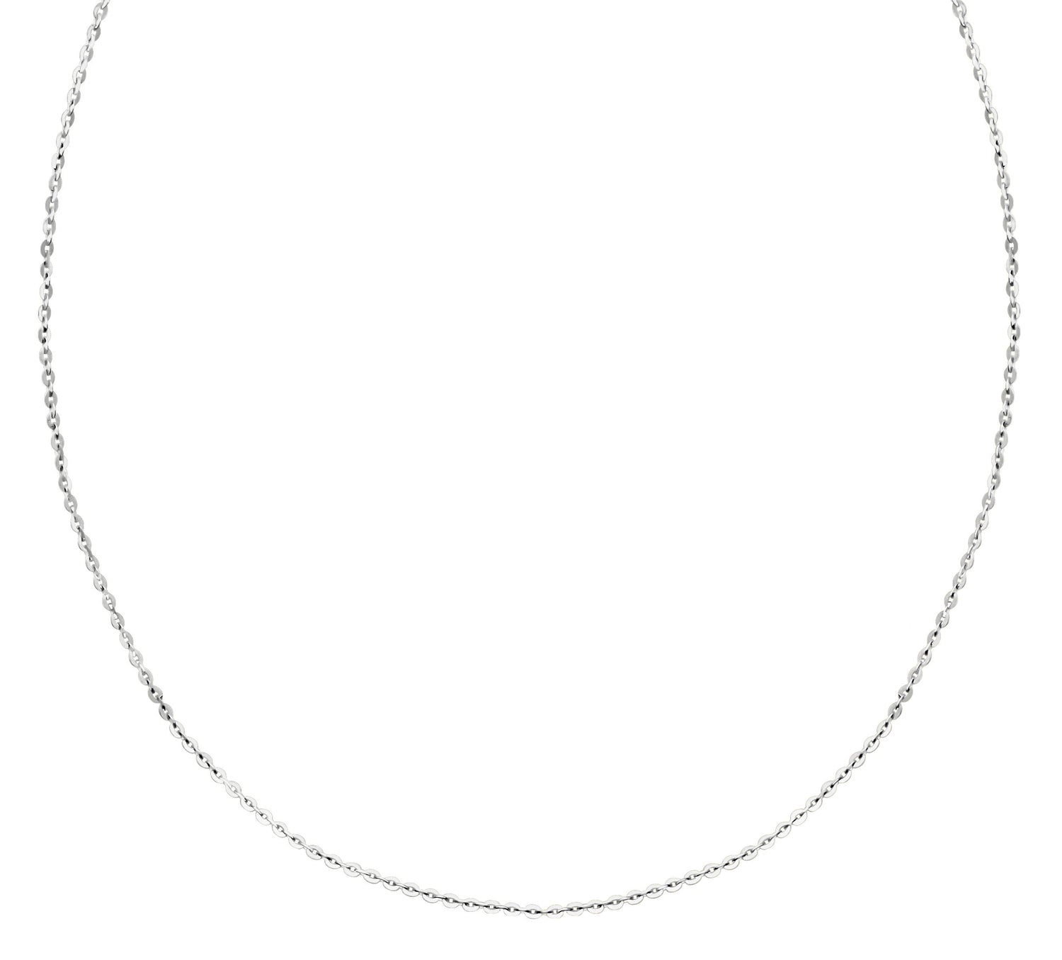 18K (750) White Gold Ladies/ Women/ Kids Flat Cable Necklace
