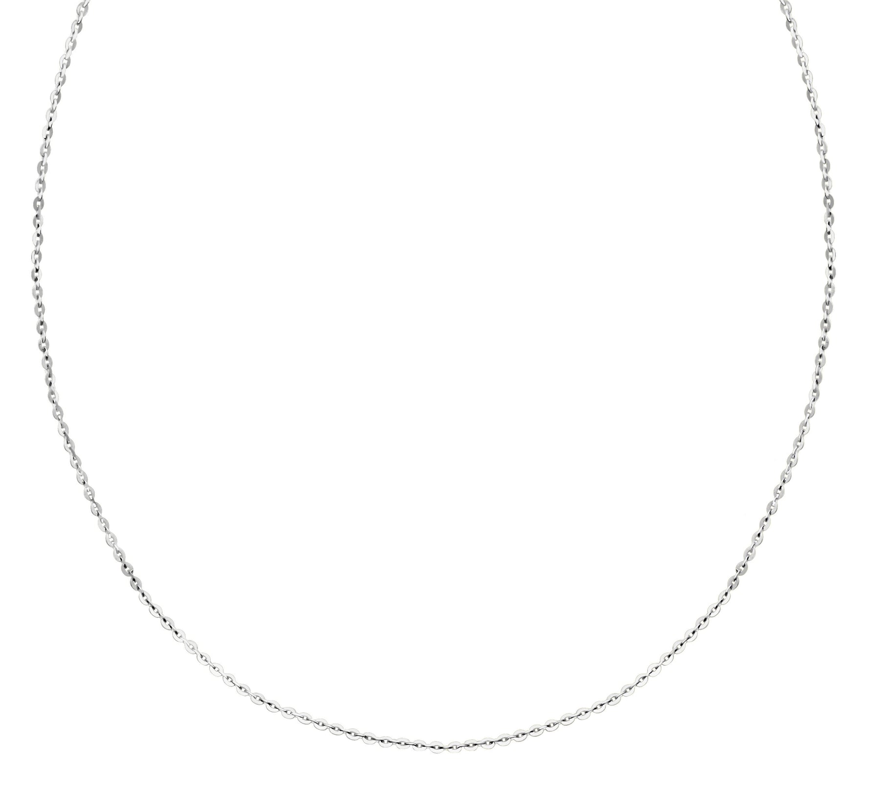 18K (750) White Gold Ladies/ Women/ Kids Flat Cable Necklace
