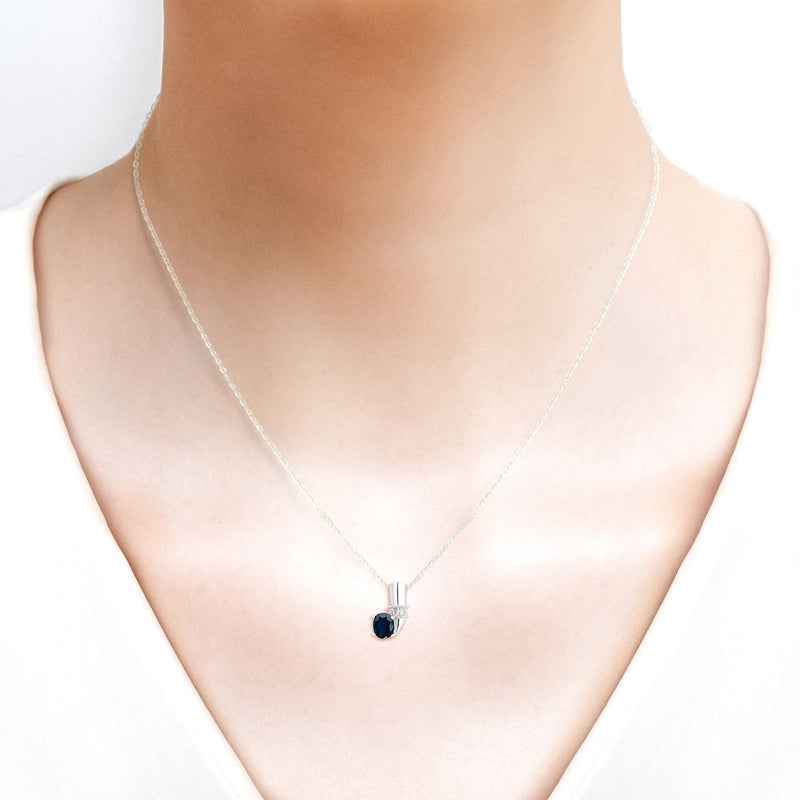 [Clearance] 18K/750 White Gold Blue Sapphire Diamond Pendant