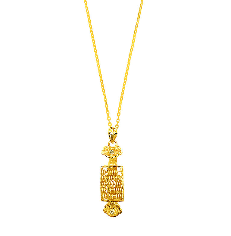 22K (916) Yellow Gold Unisex Two Tone Auspicious Ruyi Abacus Pendant
