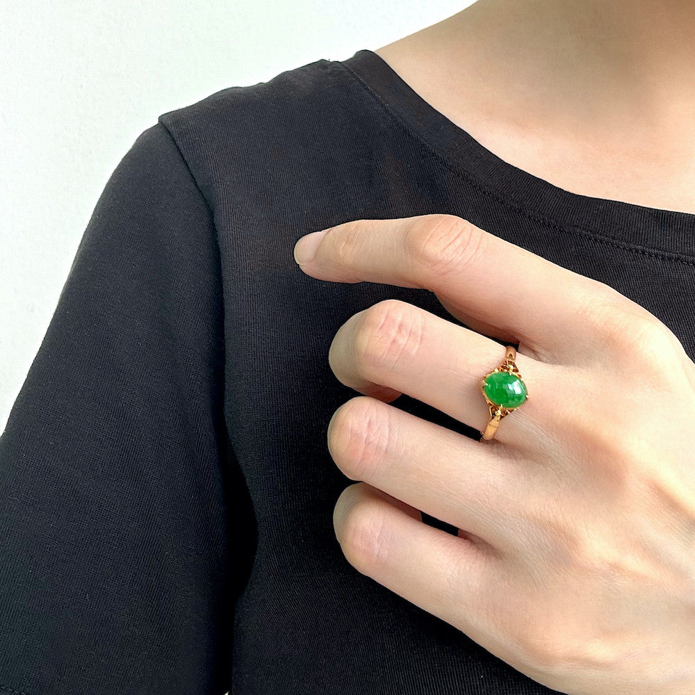 20K/835 Yellow Gold Heritage Jade Ring