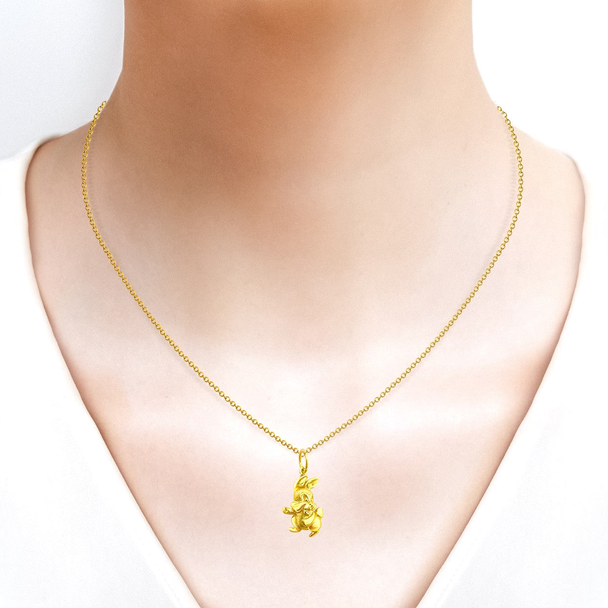 22K/916 Yellow Gold Smiling Rabbit Pendant