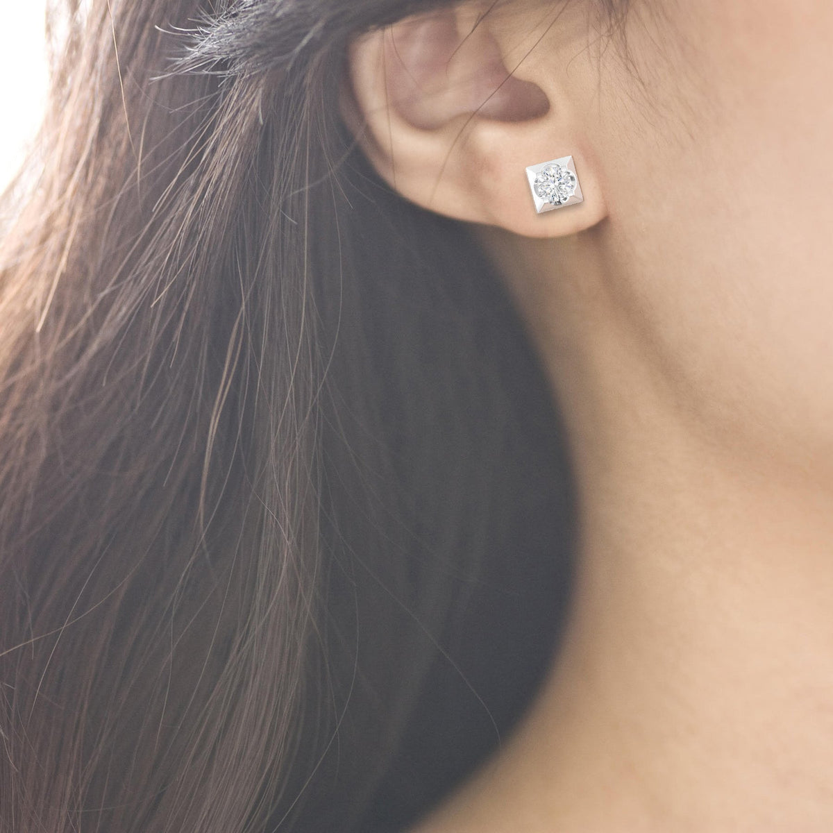 White Gold Square Earrings Settings +-4mm