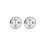 White Gold Four Prong Dome Earrings Settings +-4mm