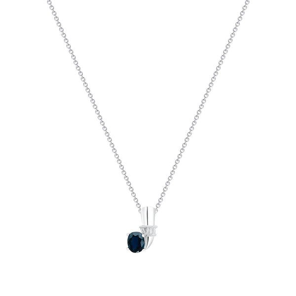 [Clearance] 18K/750 White Gold Blue Sapphire Diamond Pendant