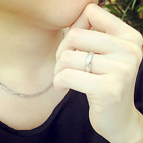 925 Sterling Silver White Gold Plated Plain Ring