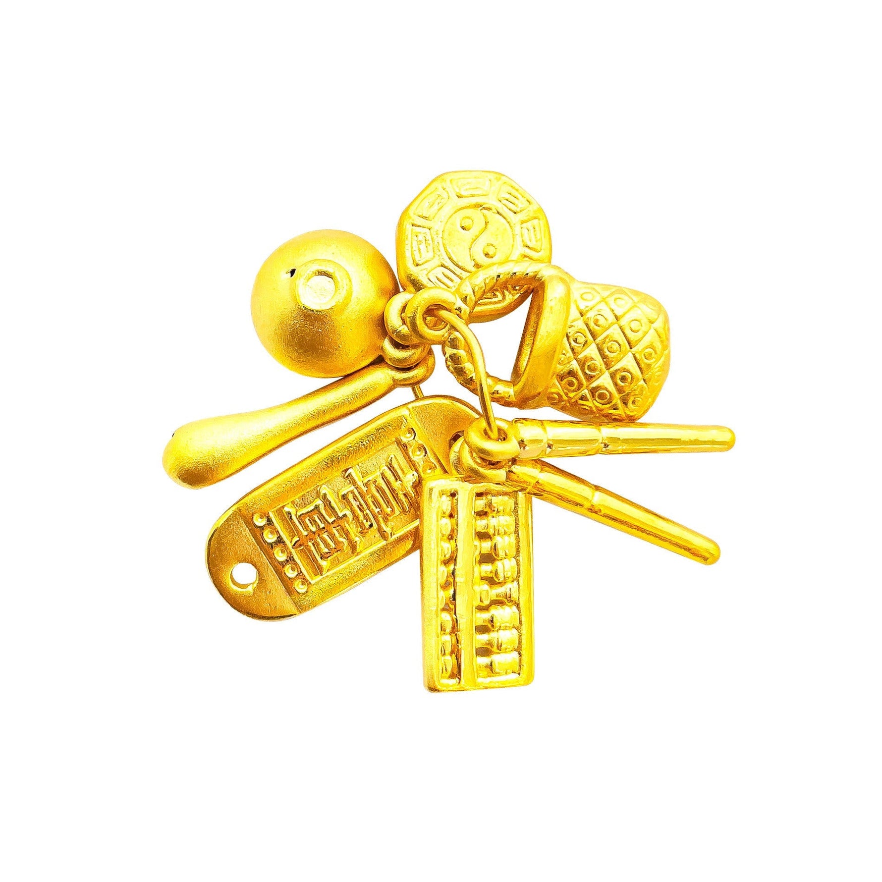 24K/ 999 Yellow Gold Auspicious Seven Treasures 七宝丰衣足食 Pendant/ Charm
