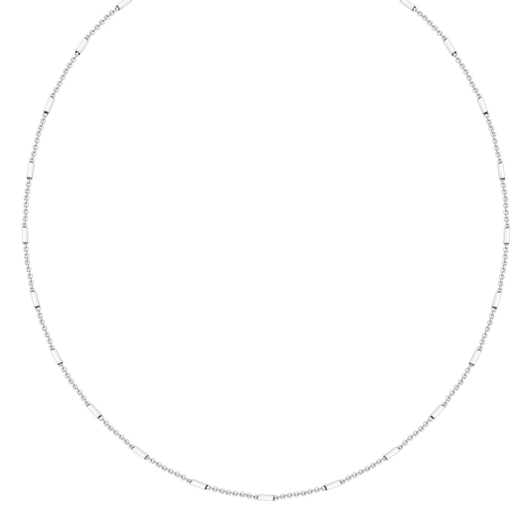 18K/ 750 White Gold Bar Link Necklace