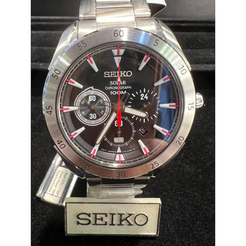 [Clearance] Seiko Criteria Men SSC175P1 Black Dial Solar Chronograph Stainless Steel Watch