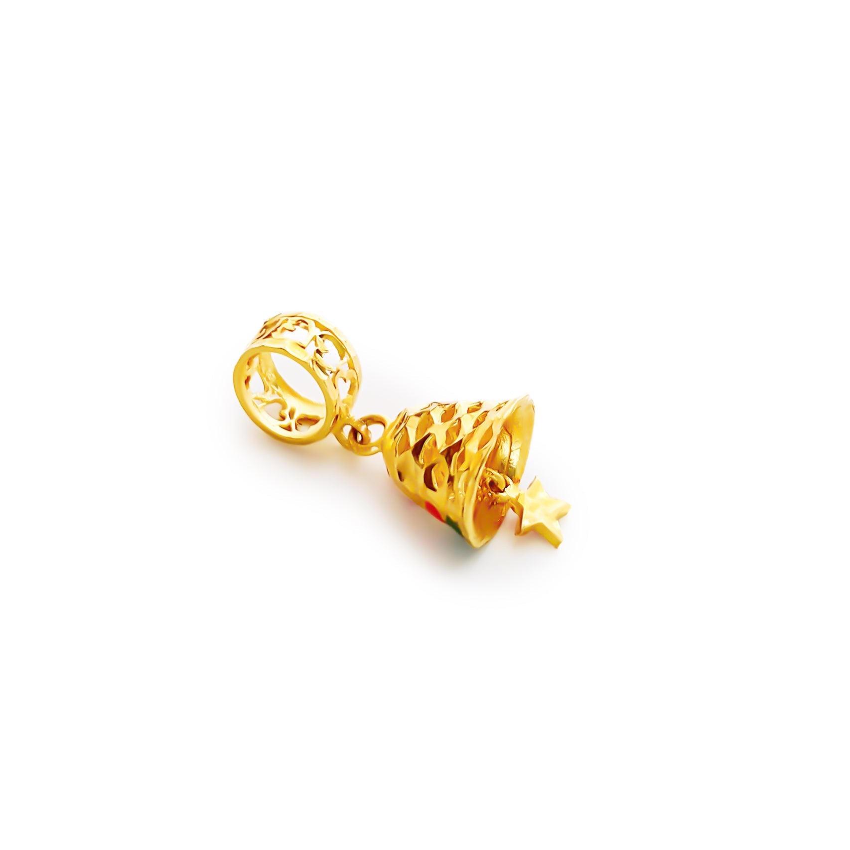 22K (916) Yellow Gold Ladies/ Women/ Kids Christmas Polka Dots Pendant/ Charm