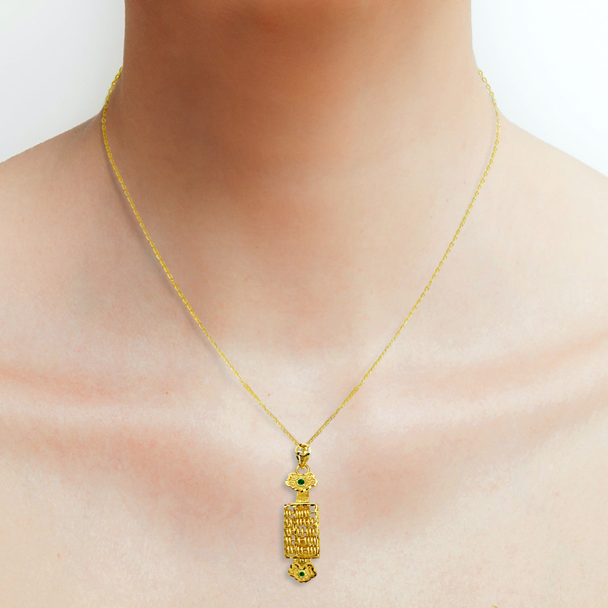 22K/ 916 Yellow Gold Two Tone Auspicious Ruyi Abacus Pendant