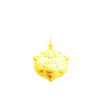 24K (999) Yellow Gold Heart Shaped Longevity and Prosperous Mouse Pendant