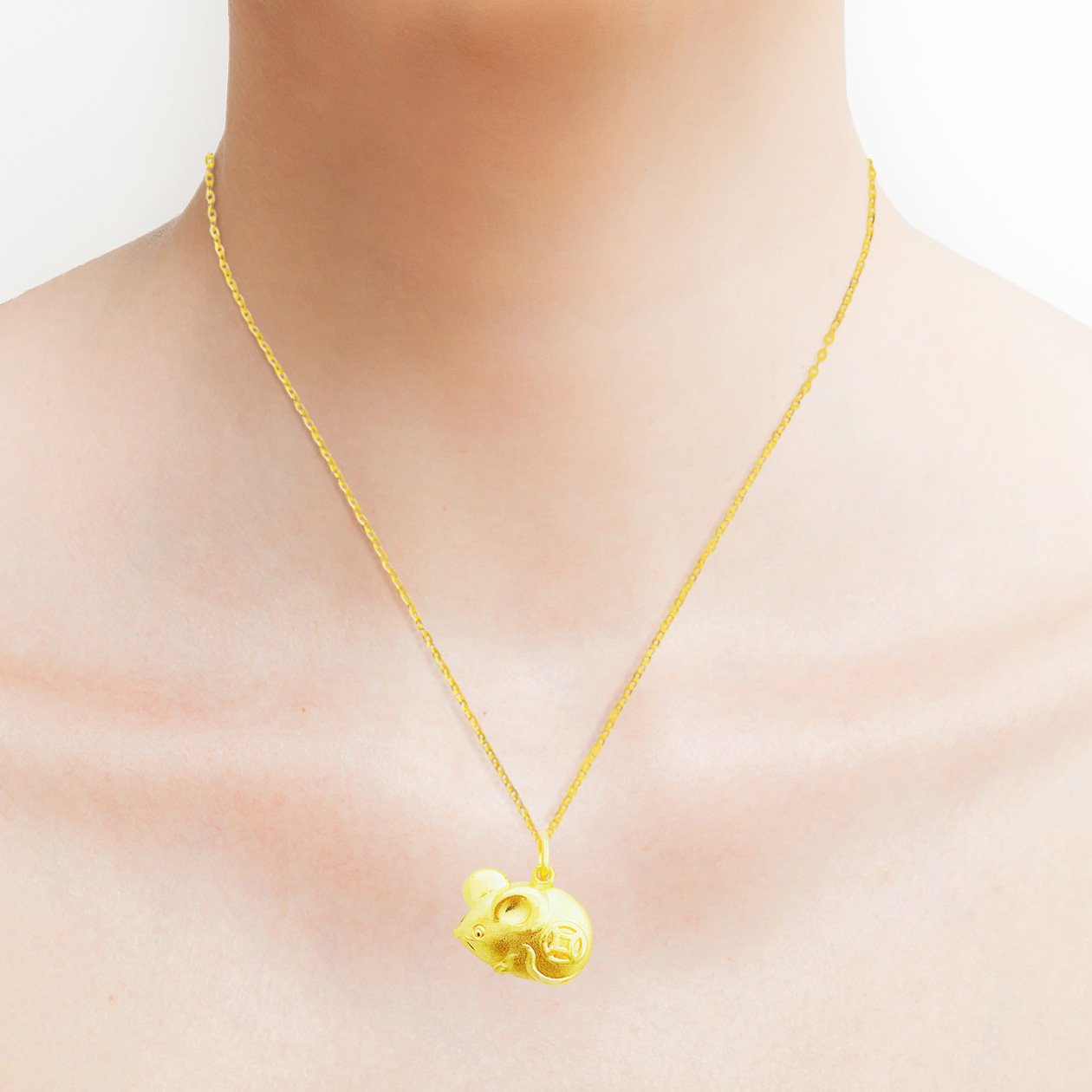 24K (999) Yellow Gold Prosperity and Auspicious Rat Pendant