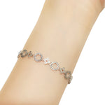 9K (375) White Gold Women/ Ladies Diamond Cut Flowers & Outline Circles Bracelet