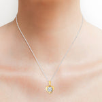 9K (375) Yellow Gold Ladies/ Women Heart Shaped Round Cubic Zirconia Pendant