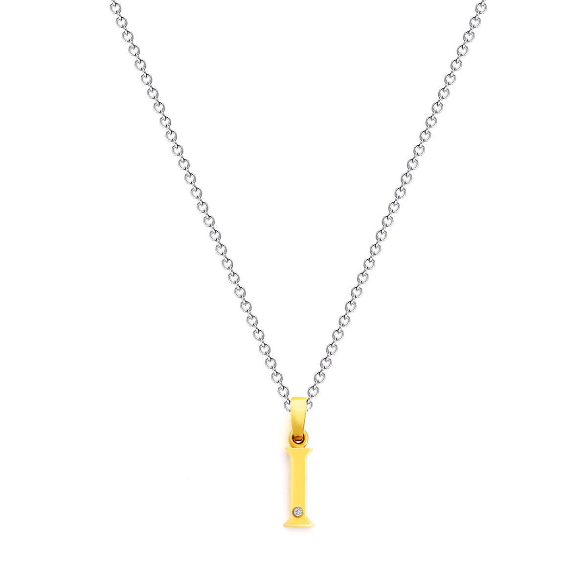 9K (375) Yellow Gold Ladies/ Women Letter I Diamond Pendant