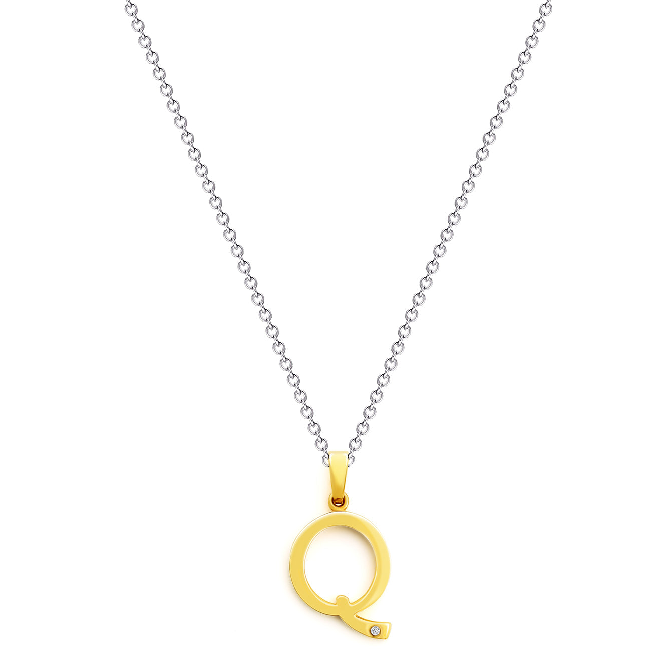 9K (375) Yellow Gold Ladies/ Women Letter Q Diamond Pendant