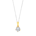 9K (375) Yellow Gold Ladies/ Women Round Cubic Zirconia Pendant