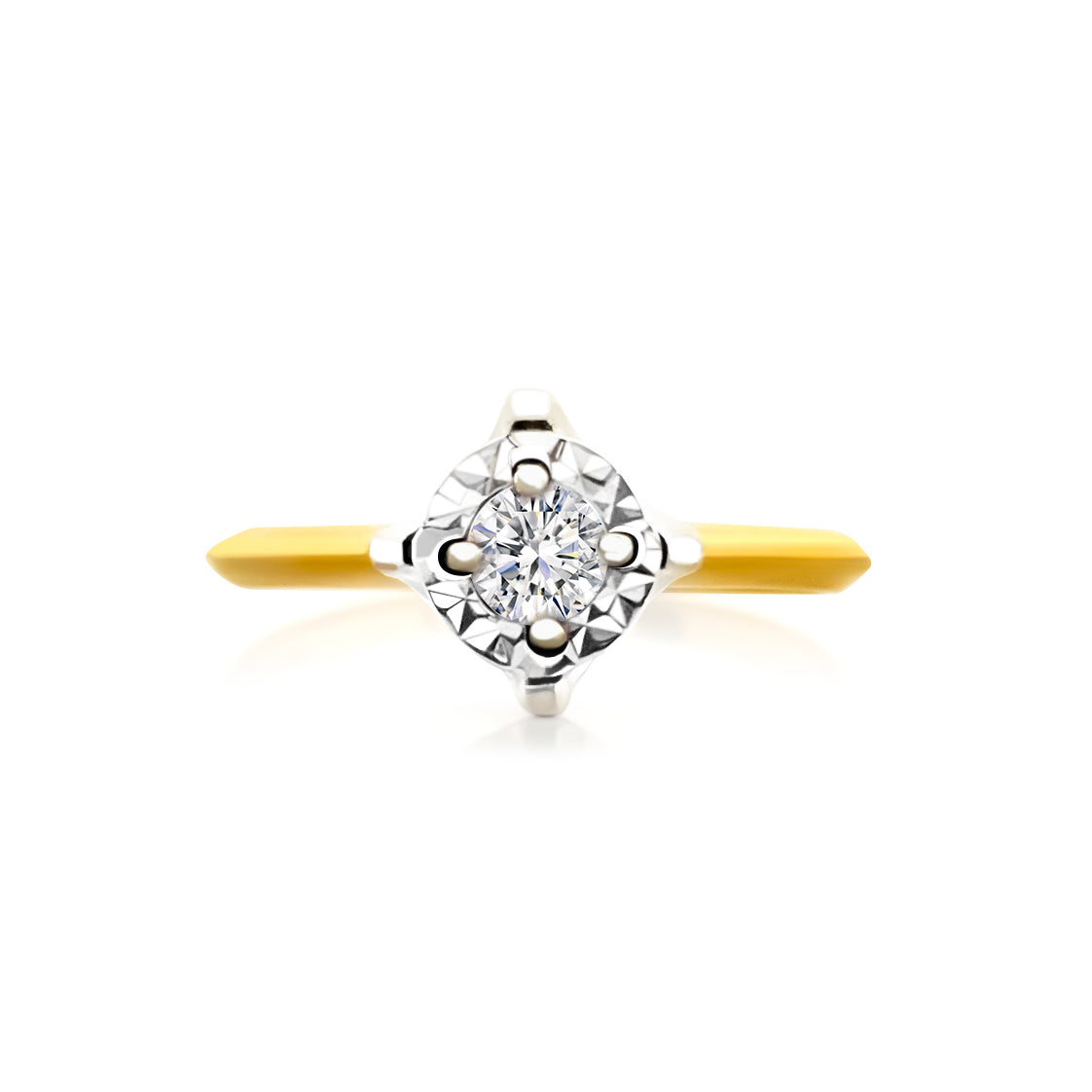 9K (375) Yellow Gold Two Tone Ladies/ Women Cubic Zirconia Ring