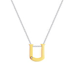 9K (375) Yellow Gold Ladies/ Women Letter U Diamond Pendant