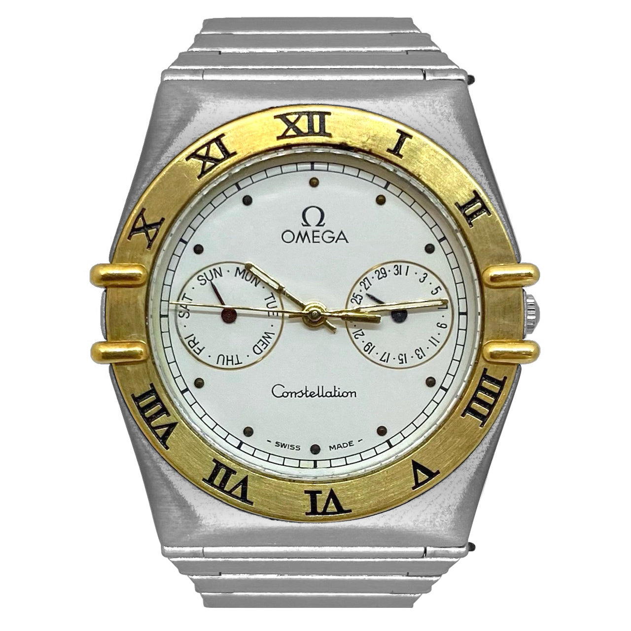 Pre-Owned Omega Constellation Manhattan Day Date Half Gold Watch