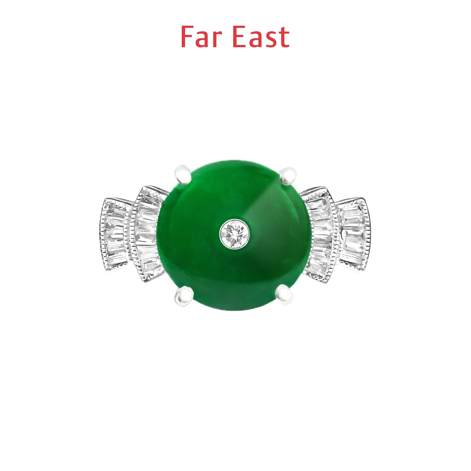 18K/750 White Gold Lady Jade Diamond Ring