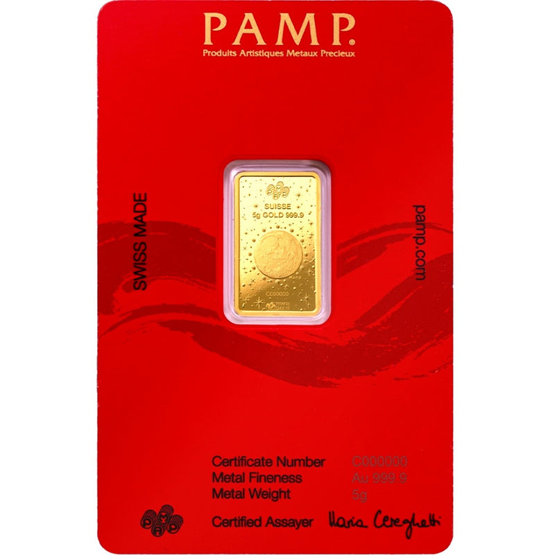 PAMP Suisse 24K/999.9 Gold 2025 Lunar Snake Gold Bar 5 gram