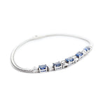18K/ 750 White Gold Blue Sapphire Diamond Bracelet