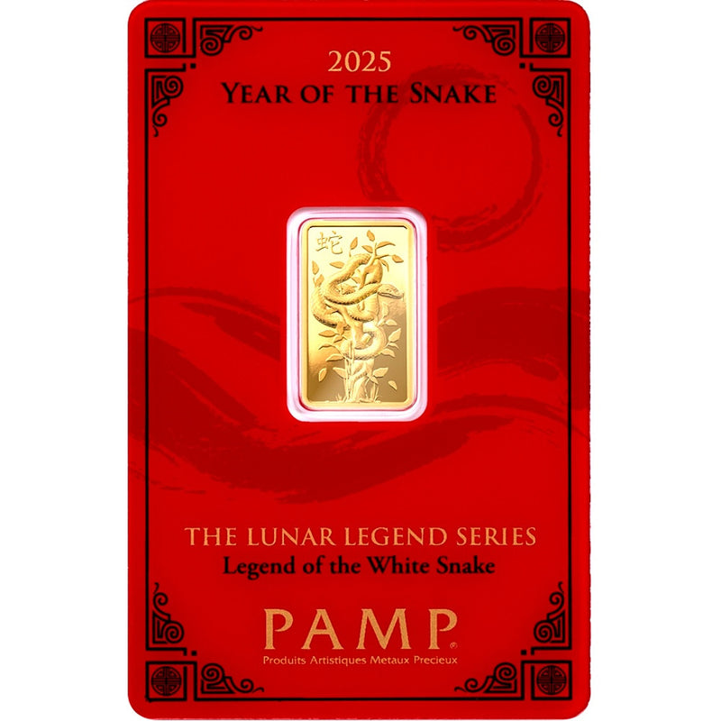 PAMP Suisse 24K/999.9 Gold 2025 Lunar Snake Gold Bar 5 gram