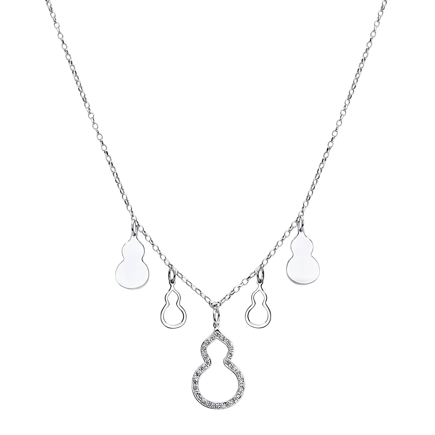 18K/750 White Gold Gourd Diamond Necklace