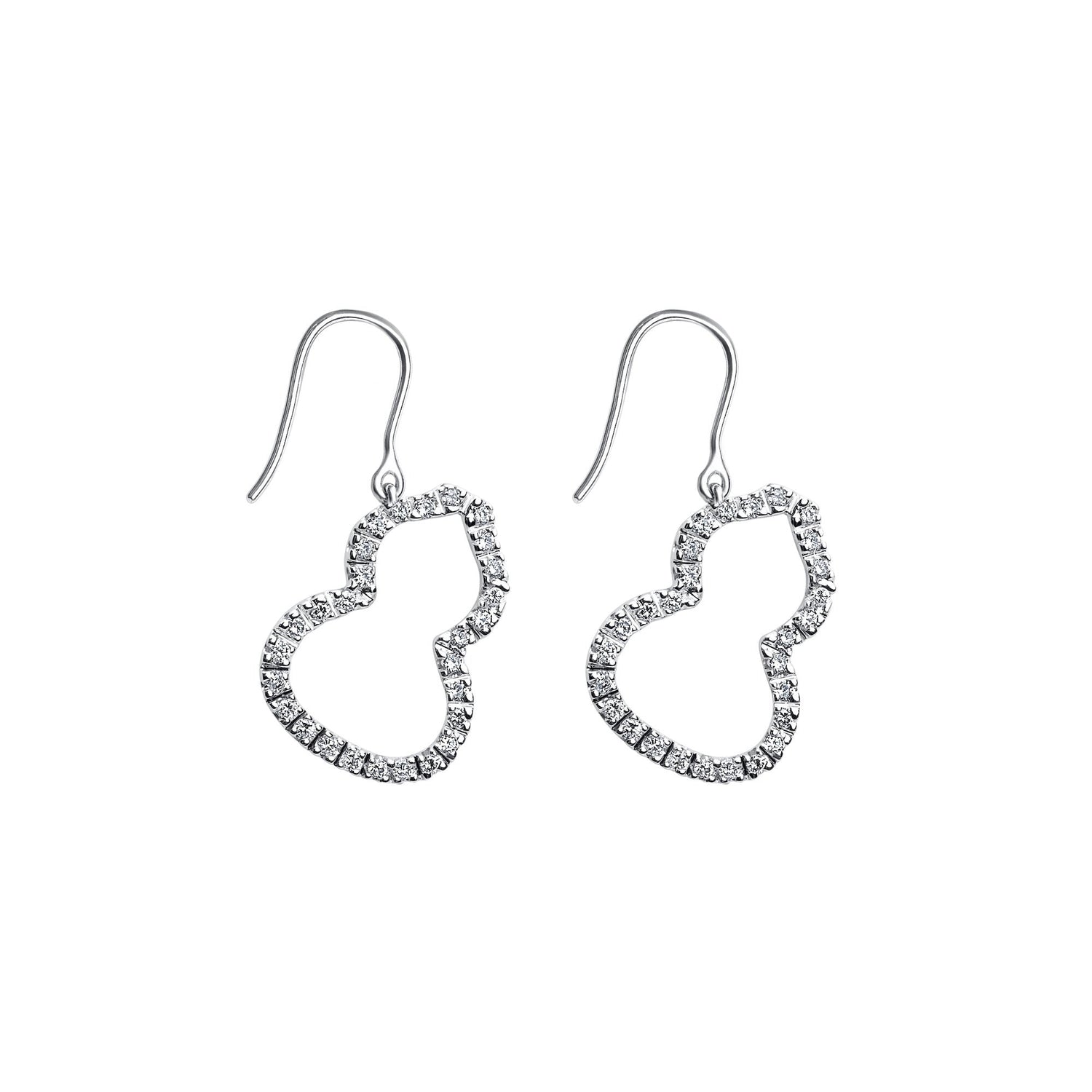 18K/750 White Gold Gourd Diamond Dangle Earrings