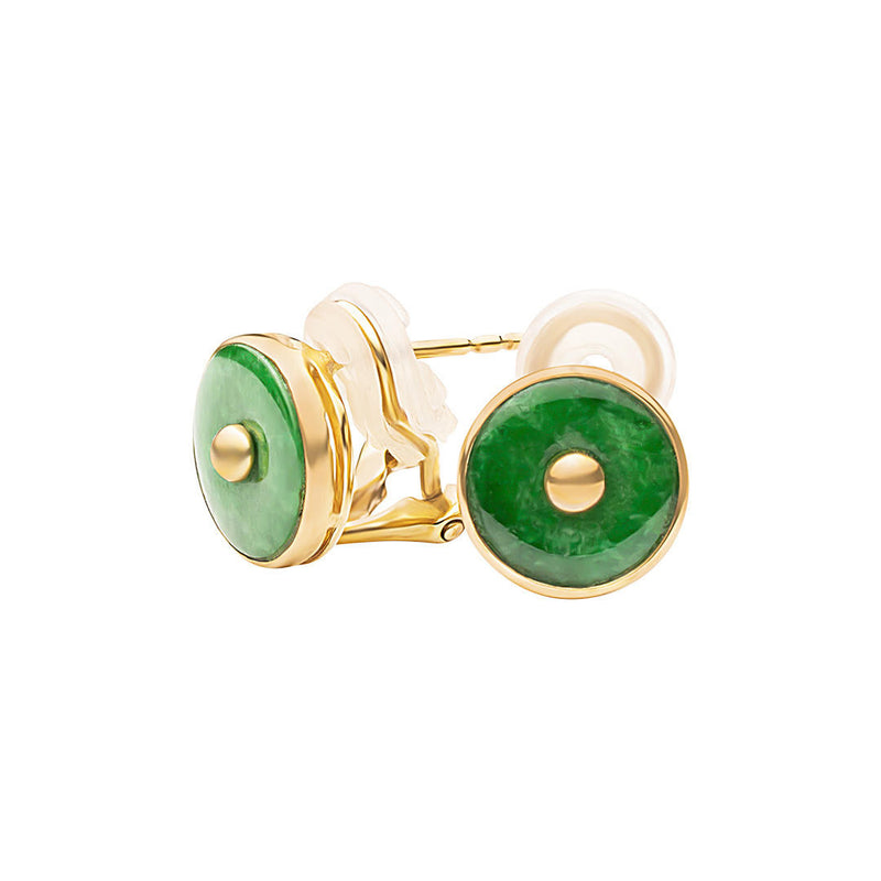 [Special] 9K/375 Yellow Gold Round Jade Earrings