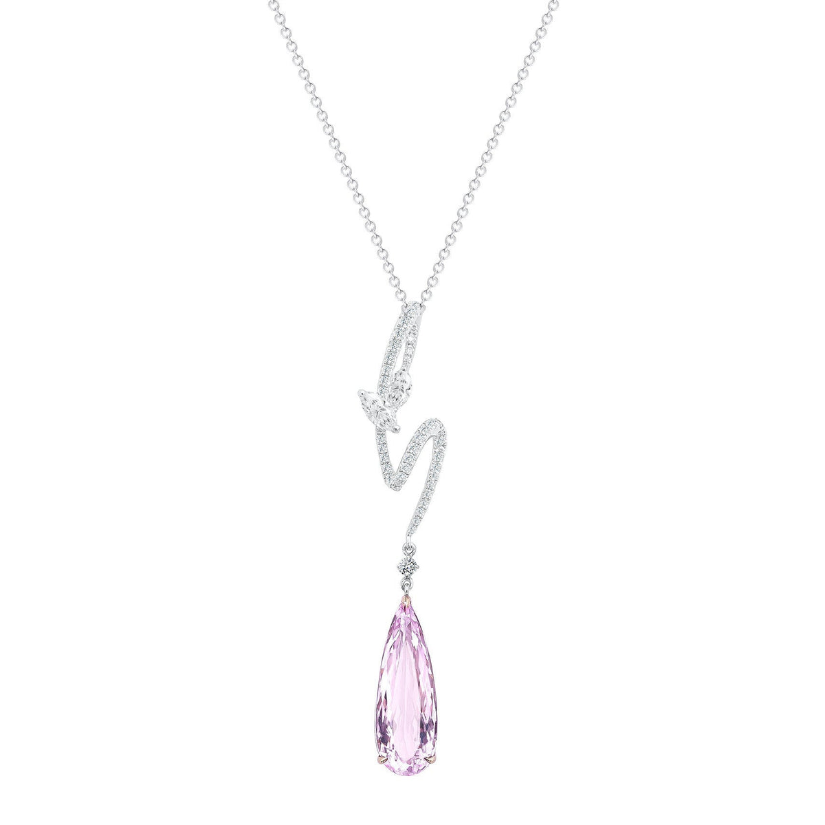 18K/ 750 Gold Kunzite Diamond Pendant