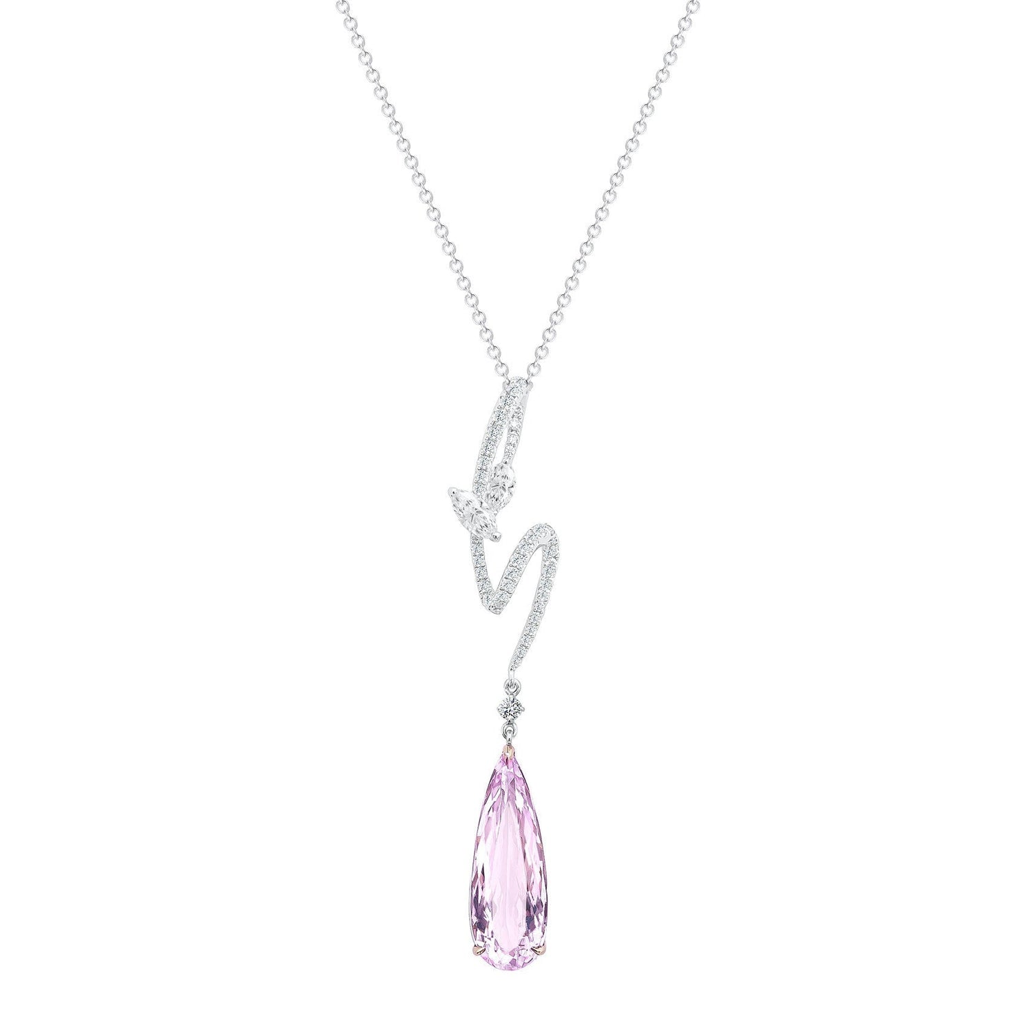 18K/ 750 Gold Kunzite Diamond Pendant