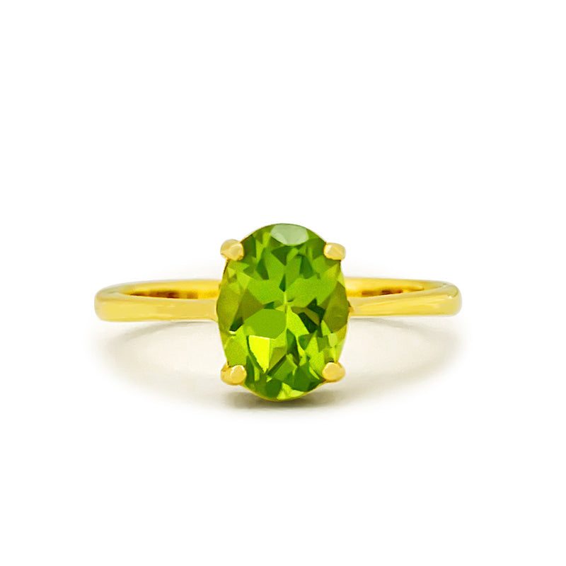 14K/ 585 Yellow Gold Oval East Shaped Far – Jewellers Peridot Ring