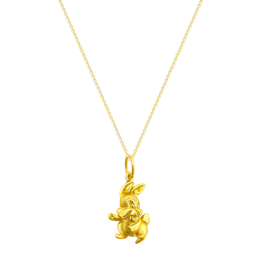 22K/ 916 Yellow Gold Smiling Rabbit Pendant – Far East Jewellers